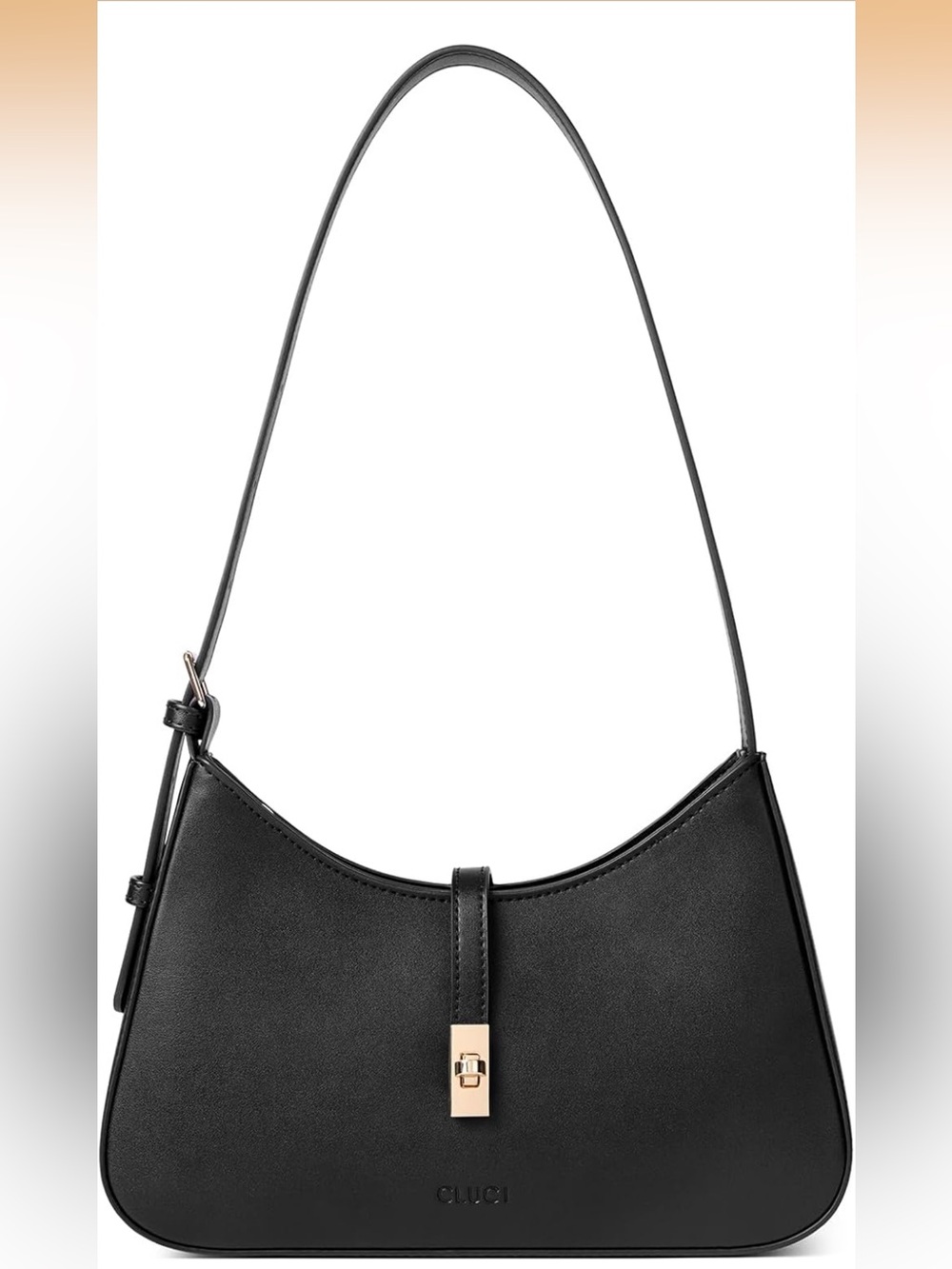 Black Shoulder Bag with Gold-Tone Lock